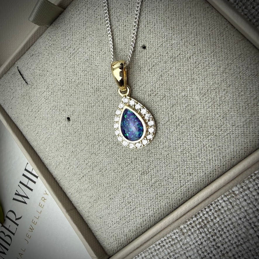 9ct Yellow Gold Crystal Teardrop Memorial Pendant