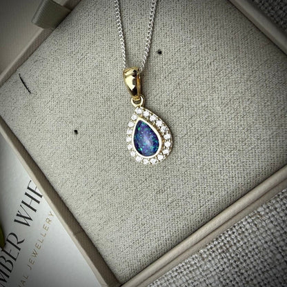 9ct Yellow Gold Crystal Teardrop Memorial Pendant