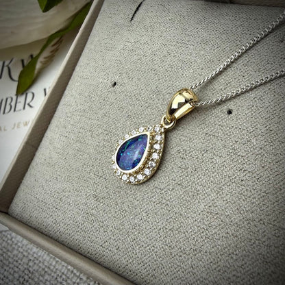 9ct Yellow Gold Crystal Teardrop Memorial Pendant