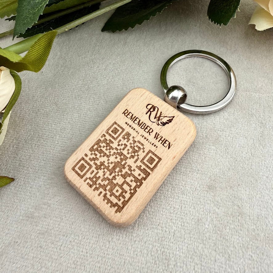 Engraved Wooden Business QR Keyring
