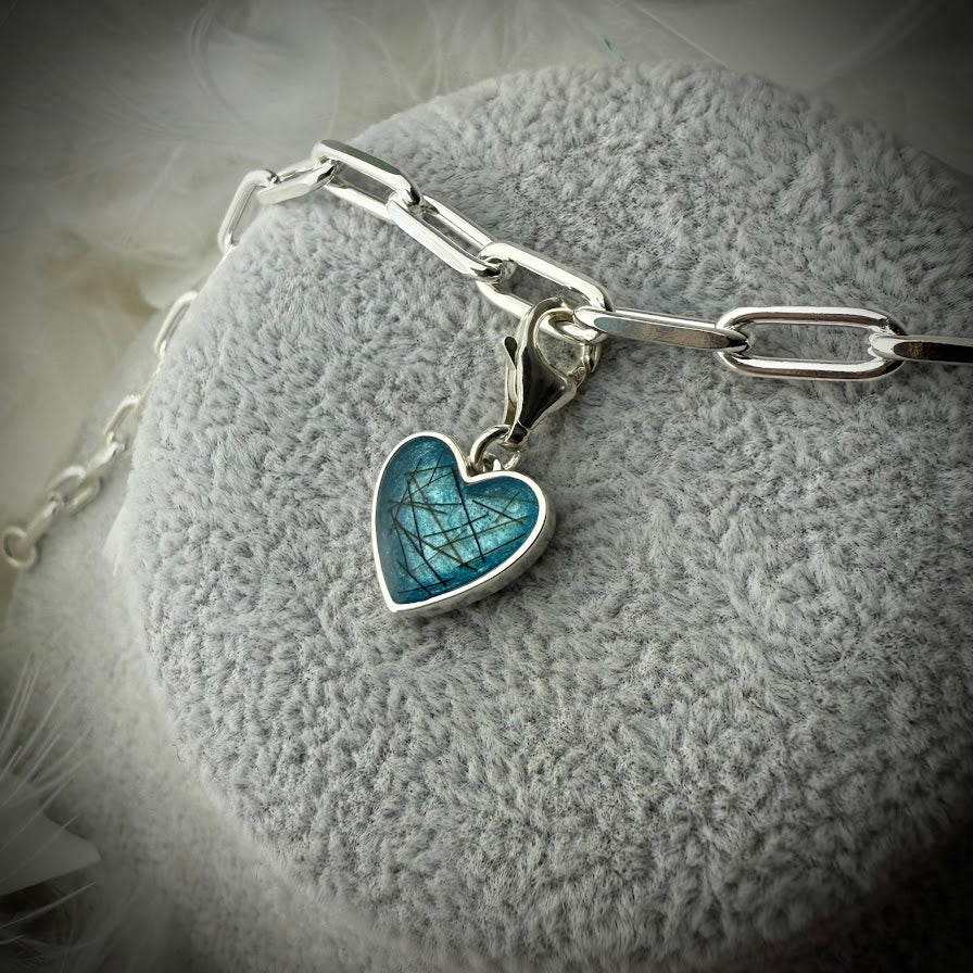 Sterling Silver Clip On Heart Bracelet Memorial Charm