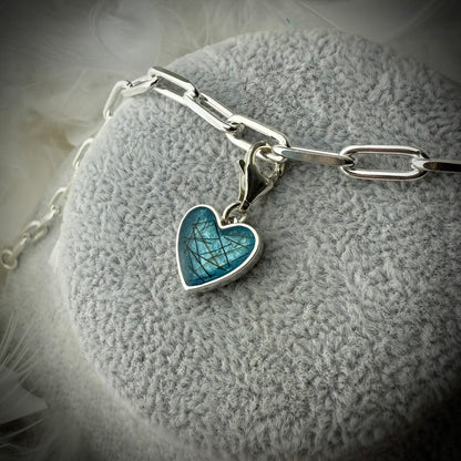 Sterling Silver Clip On Heart Bracelet Memorial Charm