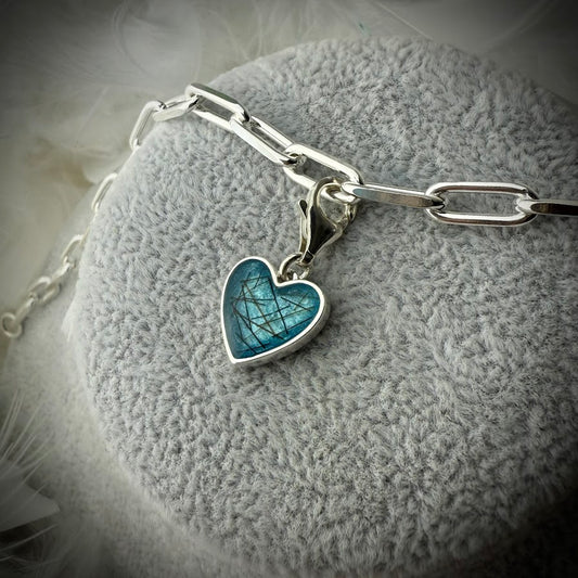 Sterling Silver Clip On Heart Bracelet Memorial Charm