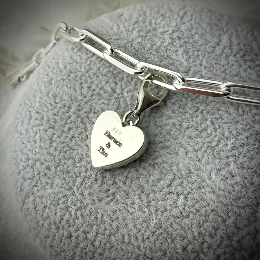 Sterling Silver Clip On Heart Bracelet Memorial Charm