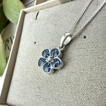 Sterling Silver Forget Me Not/ Flower Memorial Pendant