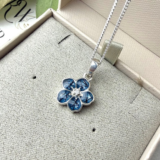 Sterling Silver Forget Me Not/ Flower Memorial Pendant