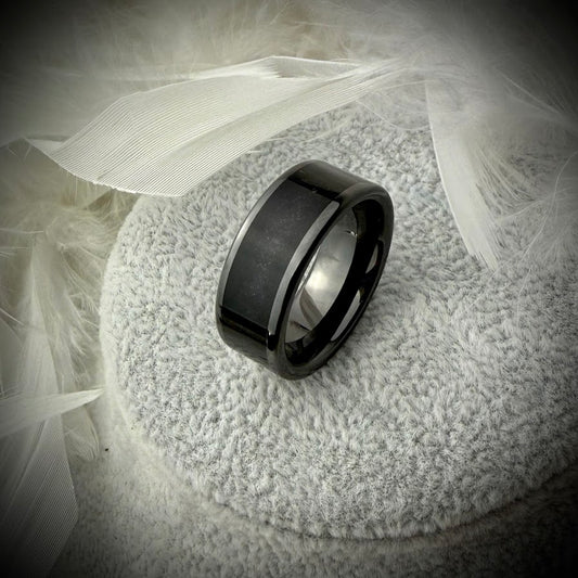 Black Ceramic 8mm Channel Memorial Ring