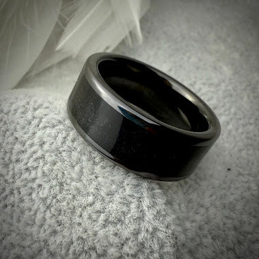 Black Ceramic 8mm Channel Memorial Ring