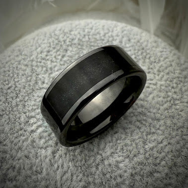 Black Ceramic 8mm Channel Memorial Ring
