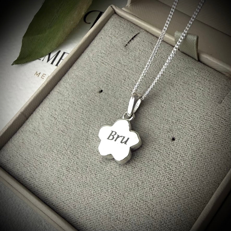 Sterling Silver Forget Me Not/ Flower Memorial Pendant