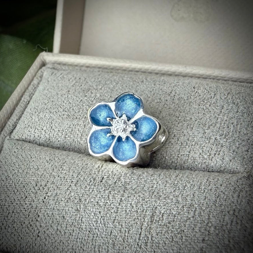 Sterling Silver Forget Me Not/ Flower Bracelet Memorial Charm