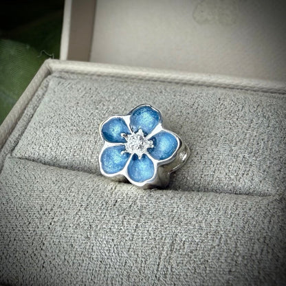 Sterling Silver Forget Me Not/ Flower Bracelet Memorial Charm