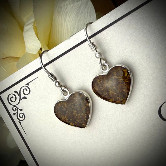 Sterling Silver Heart Drop Memorial Earrings