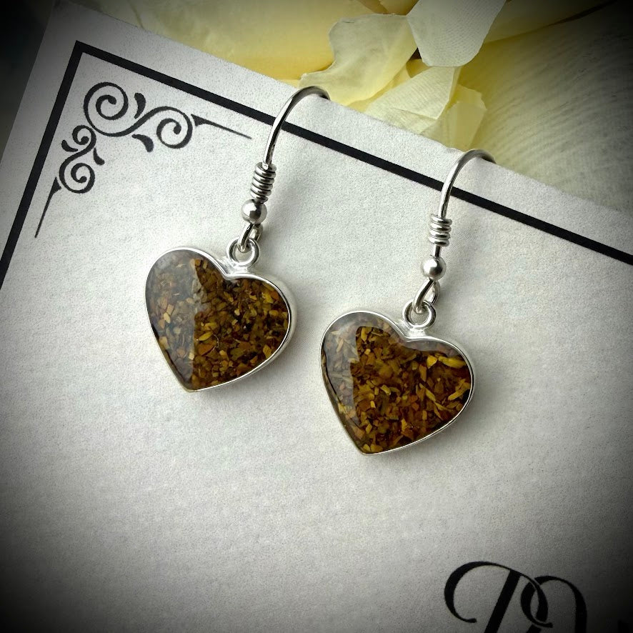 Sterling Silver Heart Drop Memorial Earrings