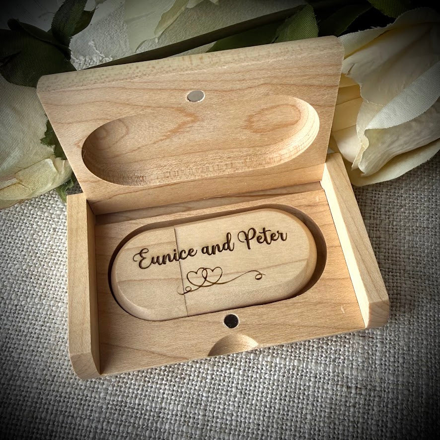 Engraved Wooden Keepsake Photo USB Stick
