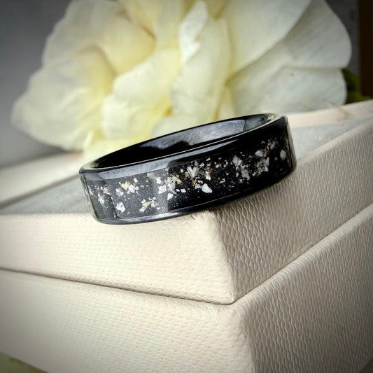 Black Ceramic 6mm Channel Memorial Ring