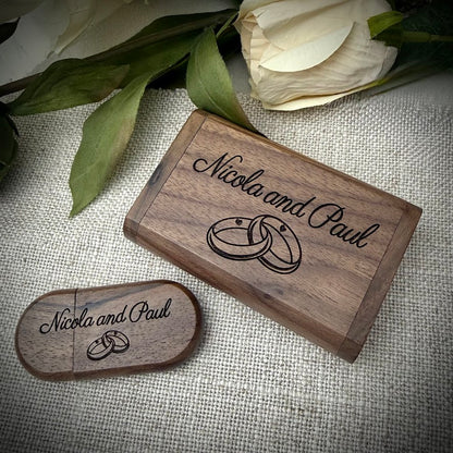 Engraved Wooden Keepsake Photo USB Stick