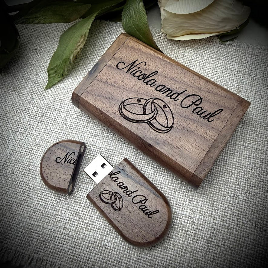 Engraved Wooden Keepsake Photo USB Stick