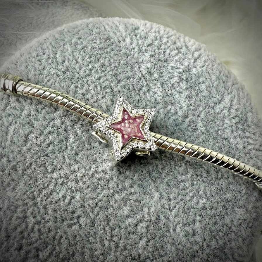 Sterling Silver Crystal Star Bracelet Memorial Charm