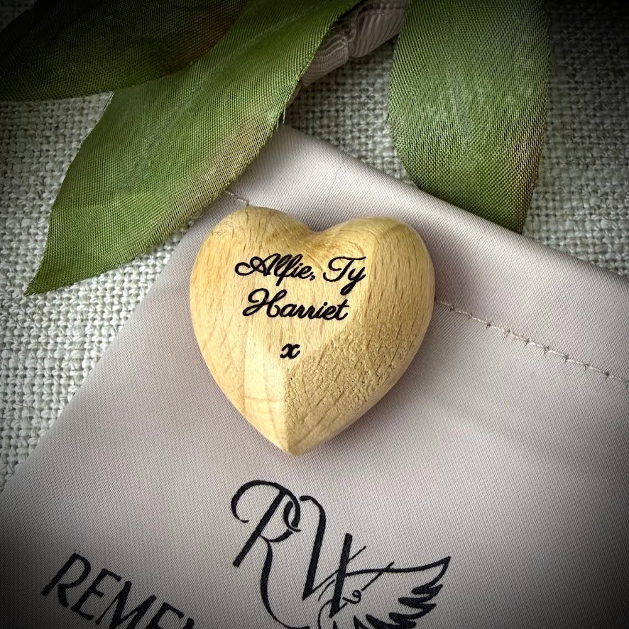 Engraved Wooden Comfort Heart Pebble