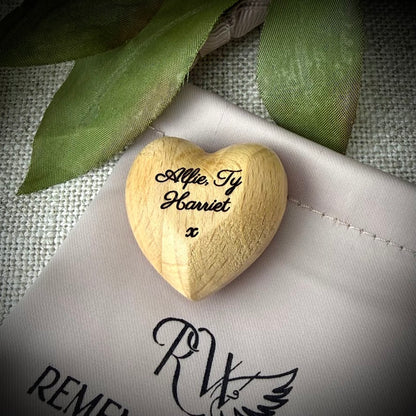 Engraved Wooden Comfort Heart Pebble
