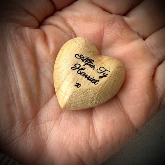 Engraved Wooden Comfort Heart Pebble