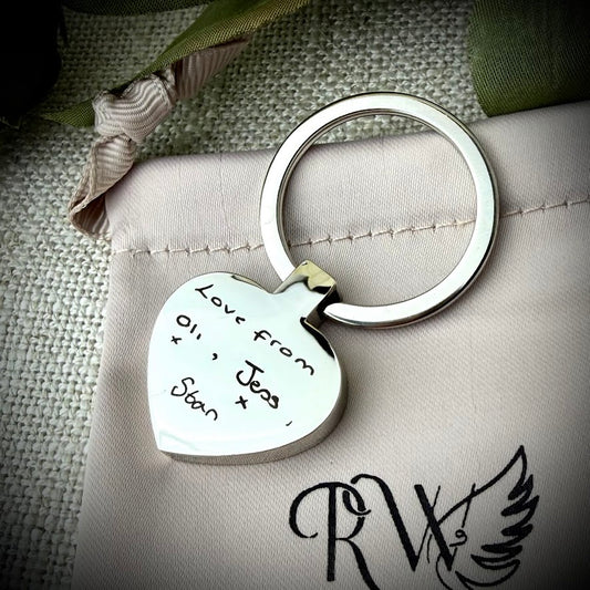 Engraved Stainless Heart Keepsake Keyring