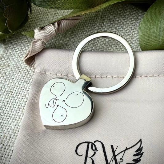 Engraved Stainless Heart Keepsake Keyring