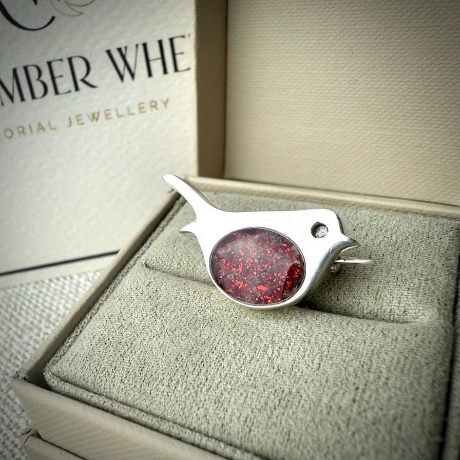 Sterling Silver Classic Robin Memorial Brooch/Pin