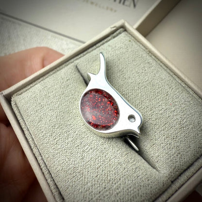 Sterling Silver Classic Robin Memorial Brooch/Pin
