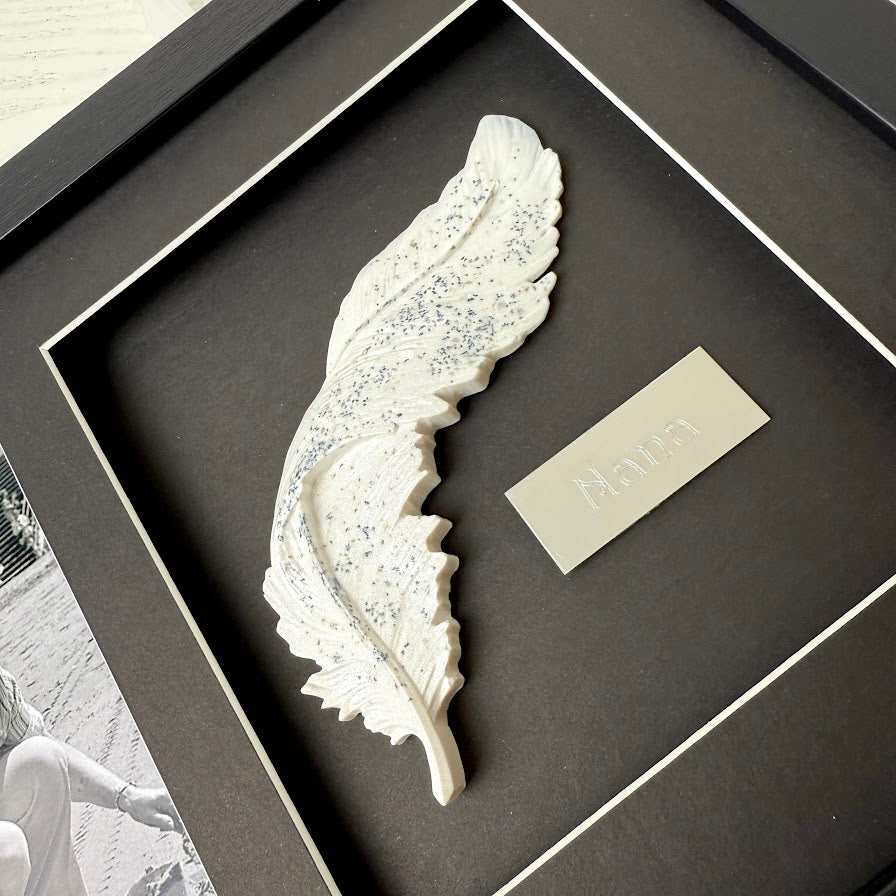 Photo Framed Memorial Ashes/Hair Feather