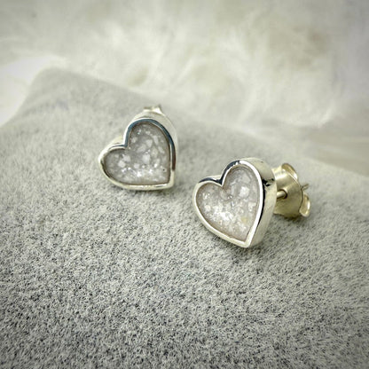 Sterling Silver Heart Stud Memorial Earrings
