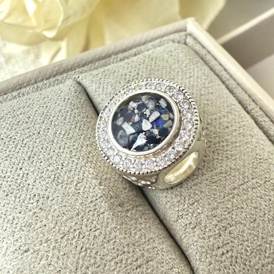 Sterling Silver Crystal Round Bracelet Memorial Charm