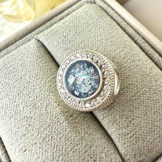 Sterling Silver Crystal Round Bracelet Memorial Charm