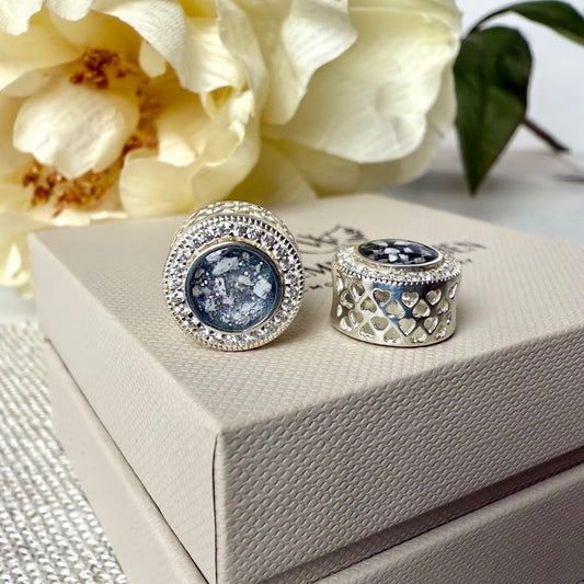 Sterling Silver Crystal Round Bracelet Memorial Charm