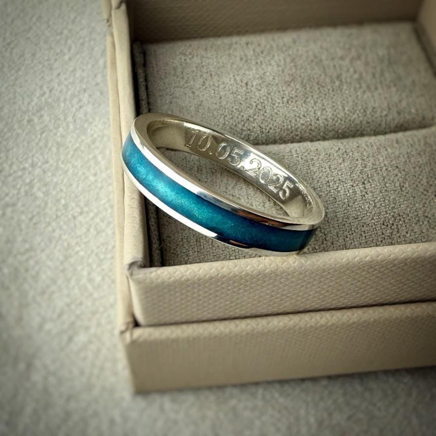 Sterling Silver 4mm Channel Memorial Ring