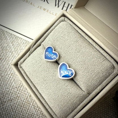 Sterling Silver Heart Stud Memorial Earrings
