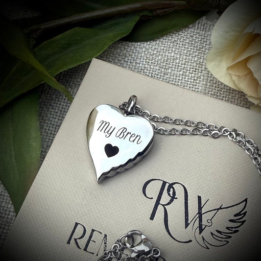 Stainless Self Fill Angel Wing Urn Memorial Pendant