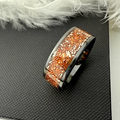 Black Ceramic 8mm Channel Memorial Ring