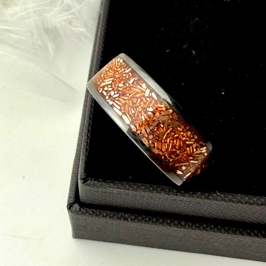 Black Ceramic 8mm Channel Memorial Ring