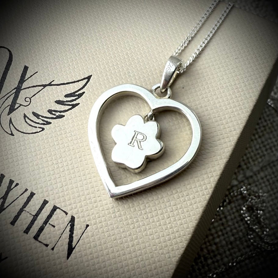 Sterling Silver Dangle Paw Heart Memorial Pendant