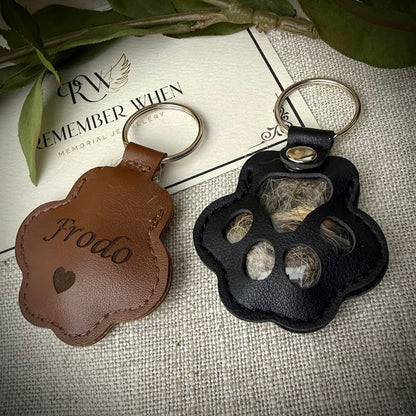 Engraved Coloured Paw Fur Keyring