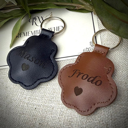 Engraved Coloured Paw Fur Keyring
