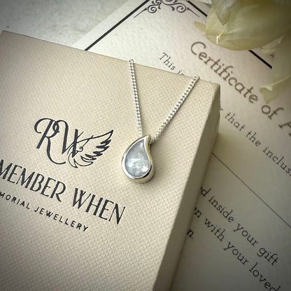 Sterling Silver Petite Floating Teardrop Memorial Pendant