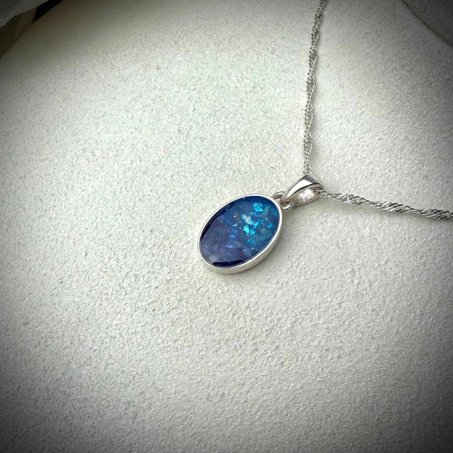 Sterling Silver Oval Memorial Pendant