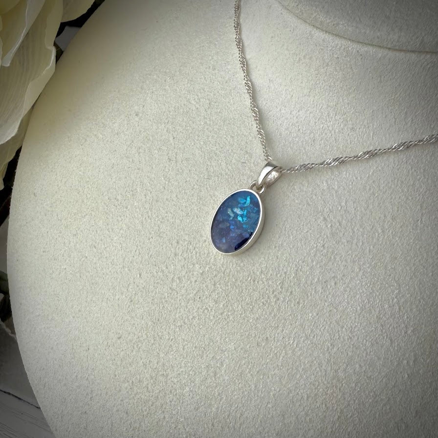 Sterling Silver Oval Memorial Pendant