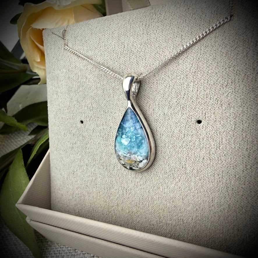 Sterling Silver Solid Teardrop Memorial Pendant