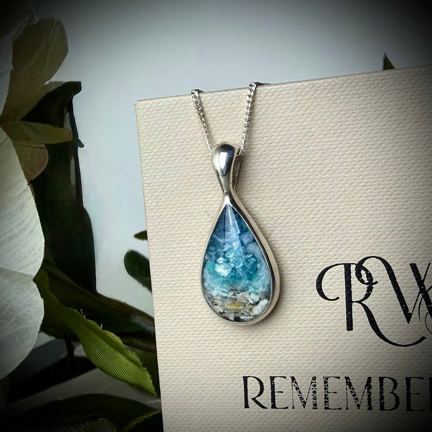 Sterling Silver Solid Teardrop Memorial Pendant