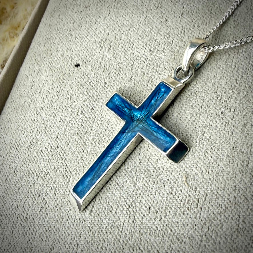 Sterling Silver 3D Cross Memorial Pendant