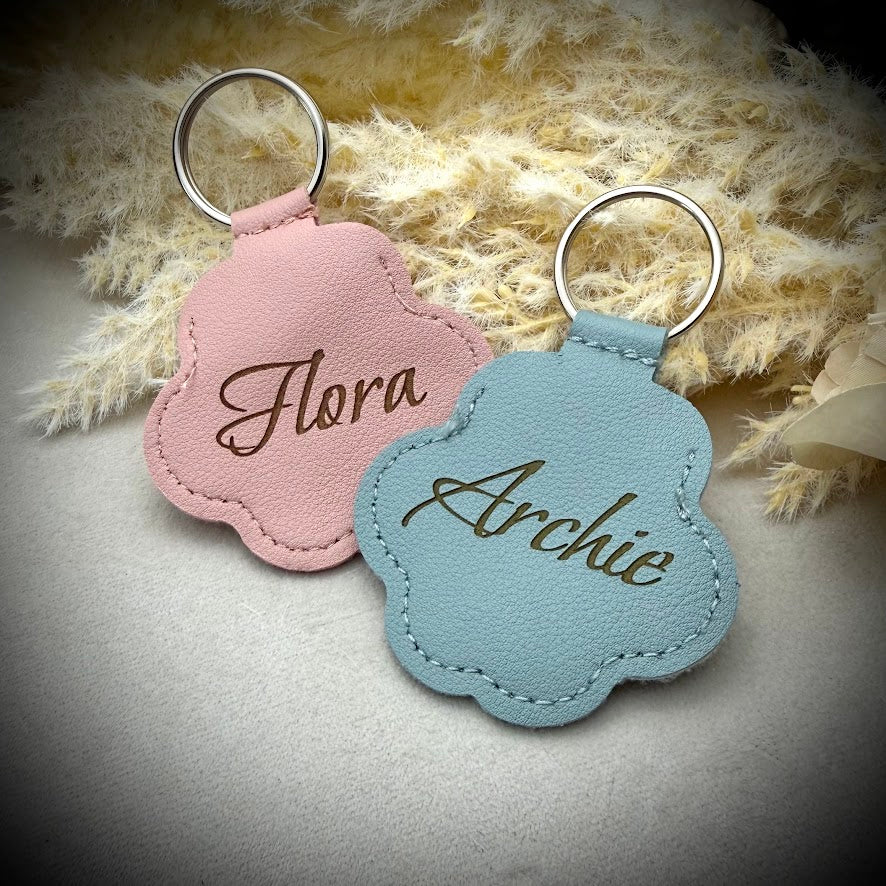 Engraved Coloured Paw Fur Keyring